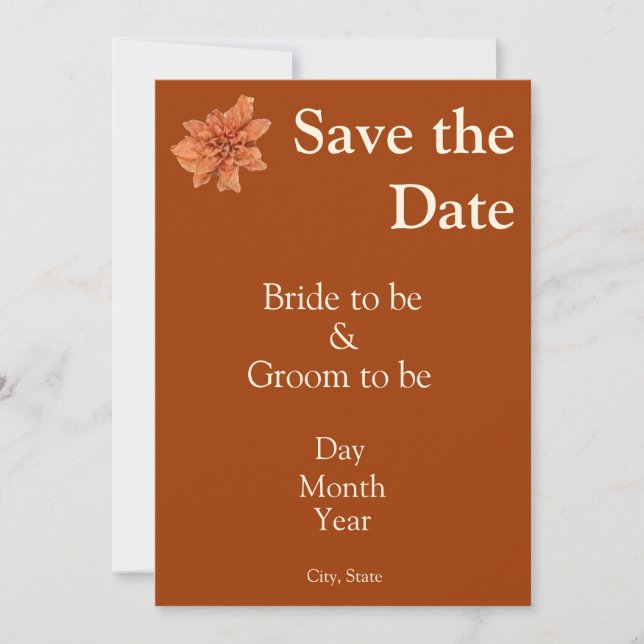 Elegant Terracotta Save the Date – Fall Wedding (Front)