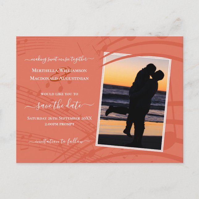 Elegant Terracotta Save The Date Postcard (Front)