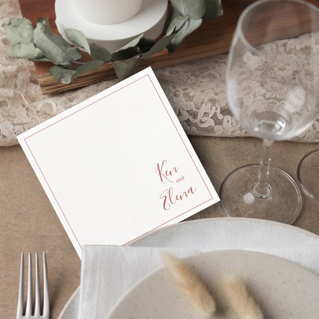 Elegant Terracotta Script Wedding Cocktail Napkin (Creator Uploaded)