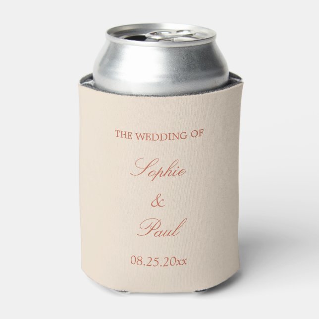 Elegant Terracotta Script Wedding Favour Can Coole Cooler (Can Front)