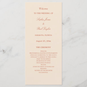 Elegant Terracotta Script Wedding Program