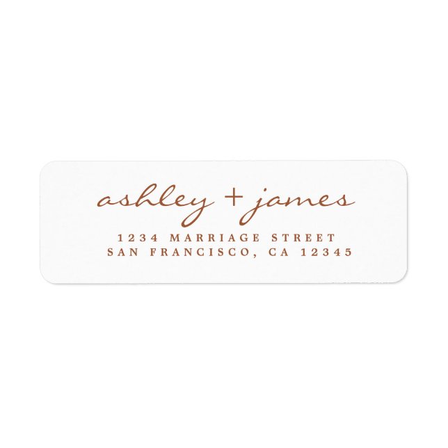 Elegant TerraCotta Script Wedding Return Address (Front)
