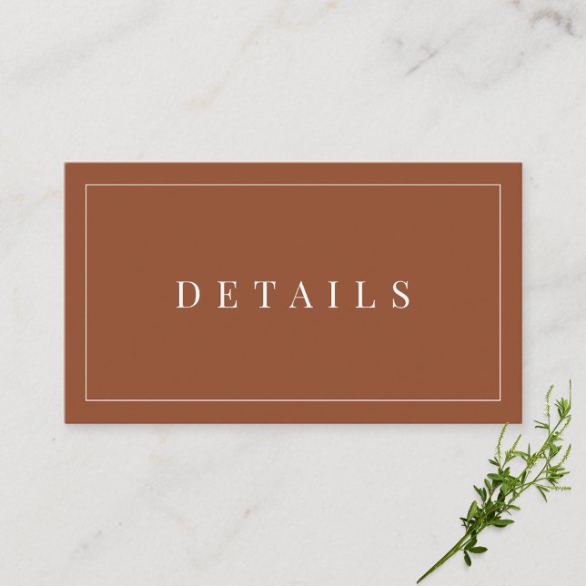 Elegant Terracotta Simple Formal Wedding Details Enclosure Card (Creator Uploaded)