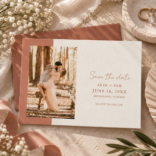 Elegant Terracotta Simple Photo Wedding Save The Date