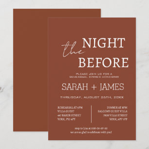 Elegant Terracotta the Night Before Dinner Wedding Invitation