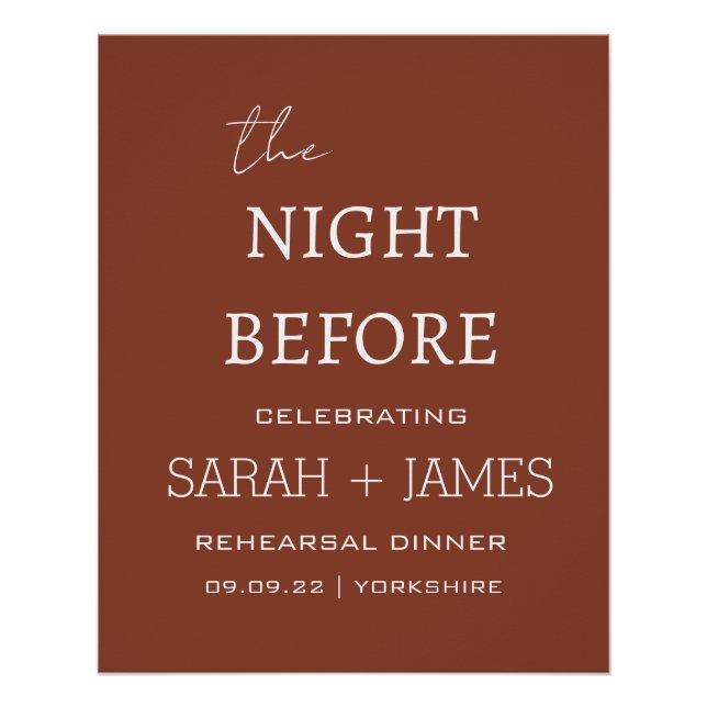Elegant Terracotta the Night Before Wedding  Poster (Front)