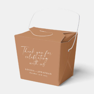 Elegant Terracotta Trendy Script Custom Thank You Favour Box