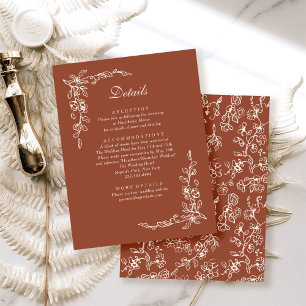 Elegant Terracotta Vintage Floral Wedding Enclosure Card