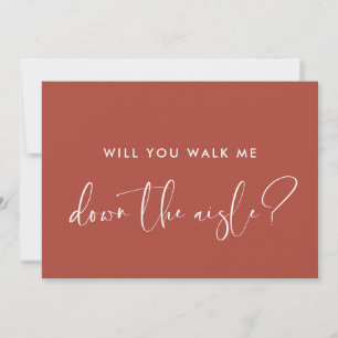 Elegant Terracotta Walk me down the aisle proposal Invitation