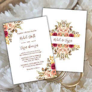 Elegant Terracotta Watercolor Floral Autumn  Invitation