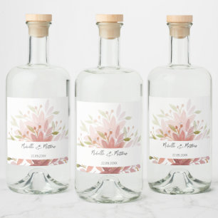 Elegant Terracotta Watercolor Floral Personalised Liquor Bottle Label
