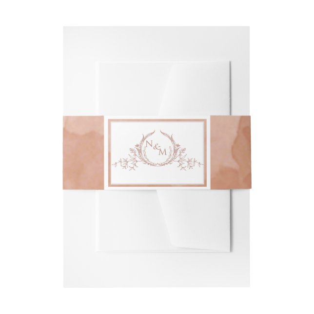 Elegant Terracotta Watercolor, Monogram Wedding Invitation Belly Band (Front Example)