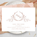 Elegant Terracotta Watercolor Monogram Wedding Save The Date<br><div class="desc">Announce your wedding date with this striking wedding save the date card featuring exquisite hand drawn botanical monogram elegantly framing couples initials in terracotta hues. Simple, elegant, timeless and clean style. Back with beautiful watercolor wash background in terracotta, rust and dusty orange hues and extra text sections for any more...</div>