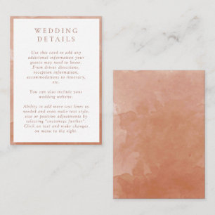 Elegant Terracotta Watercolor Wedding Details Enclosure Card