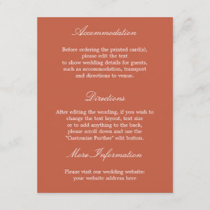 Elegant Terracotta Wedding Details Card