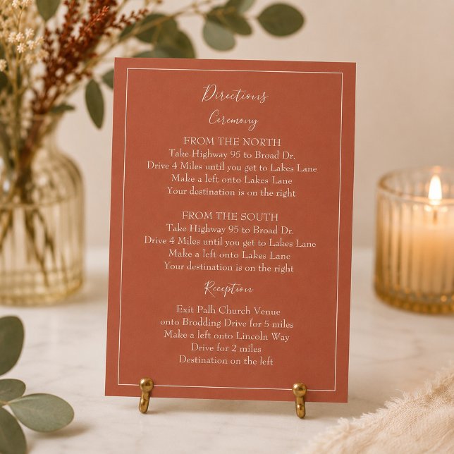 Elegant Terracotta Wedding Directions   Enclosure Card (Creator Uploaded)