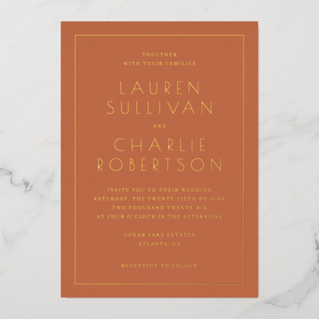Elegant Terracotta Wedding Invitation (Front)