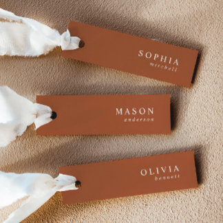 Elegant Terracotta Wedding Name Place Cards
