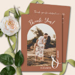 Elegant Terracotta Wedding Photo Thank You Card<br><div class="desc">Elegant simple wedding thank you features your photo on the front and your thank you message on the back of this terracotta flat card. Use our message or type in your own. MATCHING items in our collection.</div>