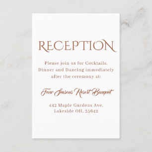 Elegant Terracotta Wedding Reception Details Enclosure Card