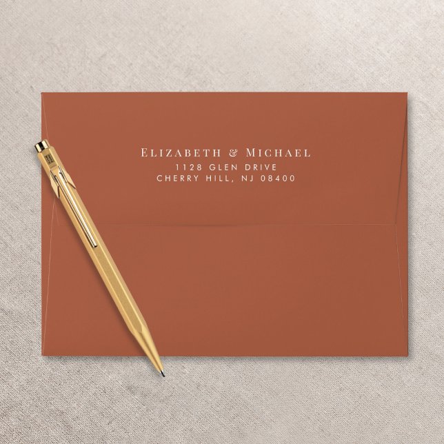 Elegant Terracotta Wedding Return Address Envelope (Creator Uploaded)