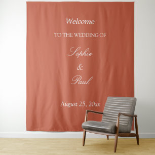 Elegant Terracotta Wedding Welcome Tapestry