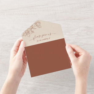 Elegant Terracotta Whimsical Wedding All In One Invitation