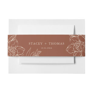 Elegant Terracotta Whimsical Wedding Invitation Belly Band