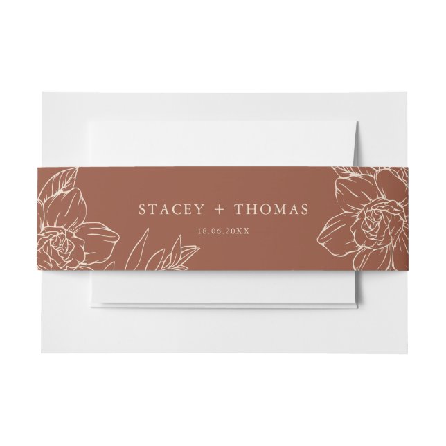 Elegant Terracotta Whimsical Wedding Invitation Belly Band (Front Example)