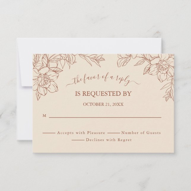 Elegant Terracotta Whimsical Wedding Response Card (Front)