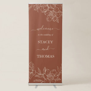 Elegant Terracotta Whimsical Wedding Retractable Banner