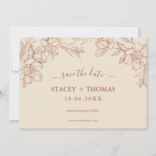 Elegant Terracotta Whimsical Wedding Save The Date (Front)