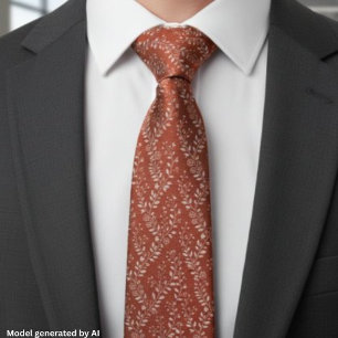 Elegant Terracotta White Floral Tie