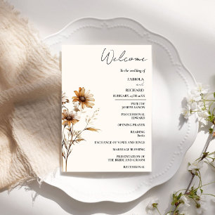 Elegant Terracotta Wildflower Wedding Program Card