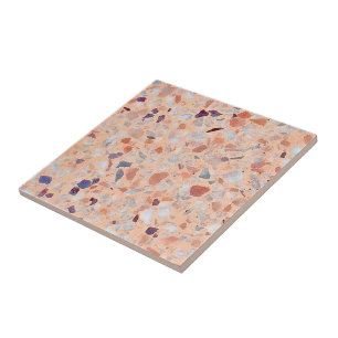 Elegant Terrazzo Pink Purple White Retro Pattern Tile