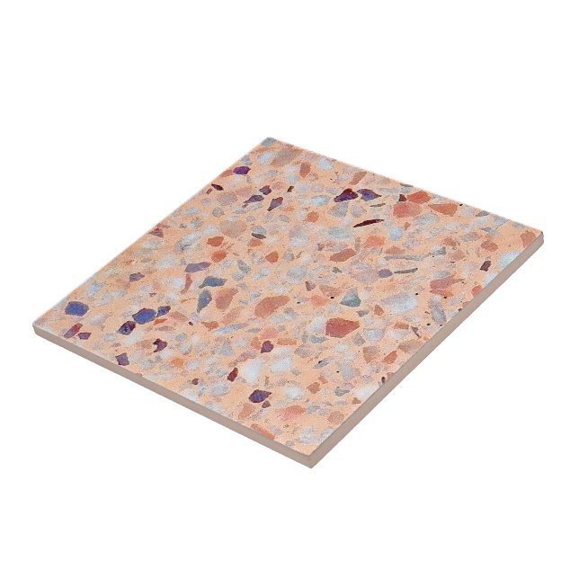 Elegant Terrazzo Pink Purple White Retro Pattern Tile (Side)