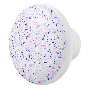 Elegant Terrazzo Purple White Pattern Ceramic Knob