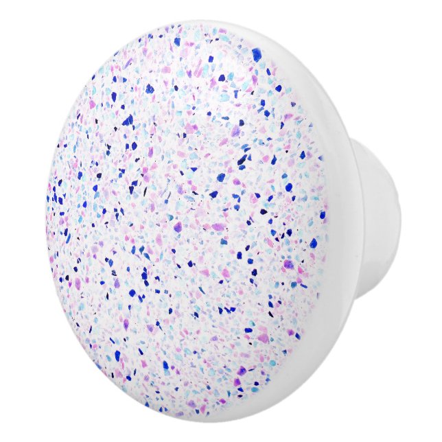 Elegant Terrazzo Purple White Pattern Ceramic Knob (Right)