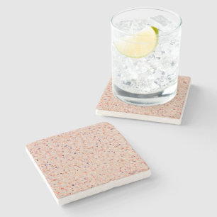 Elegant Terrazzo Retro Pink Purple White Design Stone Coaster