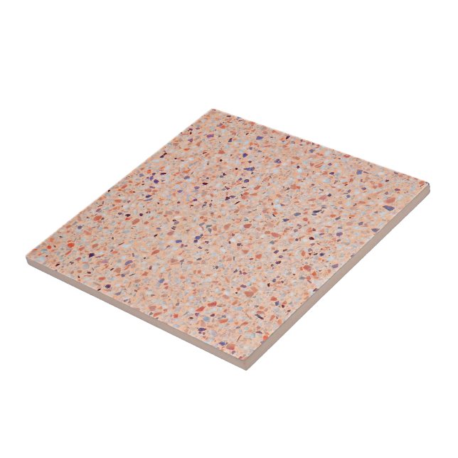 Elegant Terrazzo Retro Pink Purple White Pattern Tile (Side)