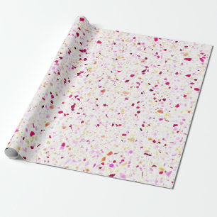 Elegant Terrazzo Retro Red Purple White Pattern Wrapping Paper