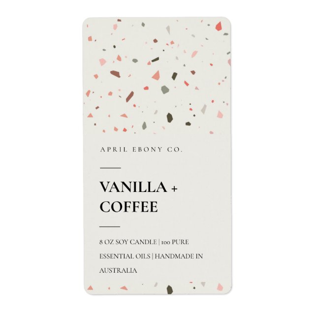 ELEGANT TERRAZZO STONE TEXTURE CANDLE LABEL (Front)