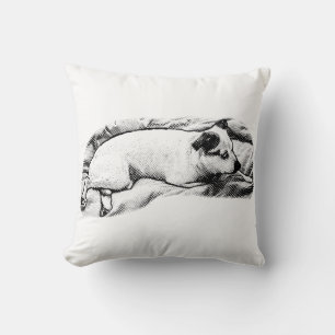 Elegant Terrier Repose with Soft Dots Cushion