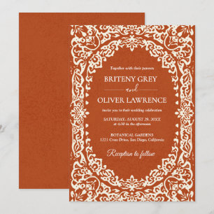 Elegant Terrocotta Papel Picado Mexican Wedding Invitation