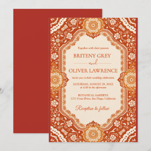 Elegant Terrocotta Papel Picado Mexican Wedding Invitation