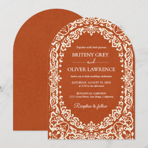 Elegant Terrocotta Papel Picado Mexican Wedding Invitation