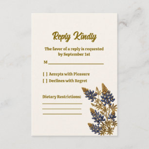 Elegant Texas Bluebonnet Floral Wedding RSVP Card