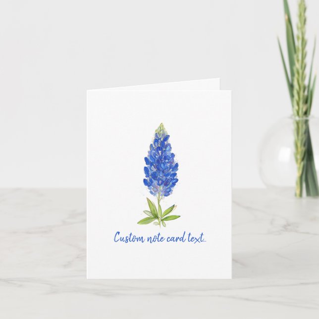 Elegant Texas Bluebonnet Flower Art Note Card (Front)