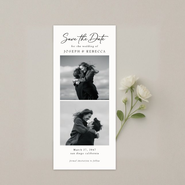Elegant Text and Photo Strip | Bookmark Wedding Save The Date (Creator Uploaded)
