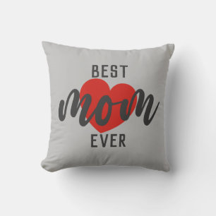 Elegant Text Best Mum Ever With Heart Cushion